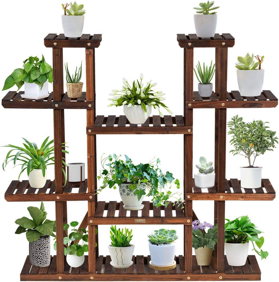 Costway - Étagère pour plantes en bois 9 tablettes pour 18 pots 125 x 25 x 114 cm charge 10kg - Image 1