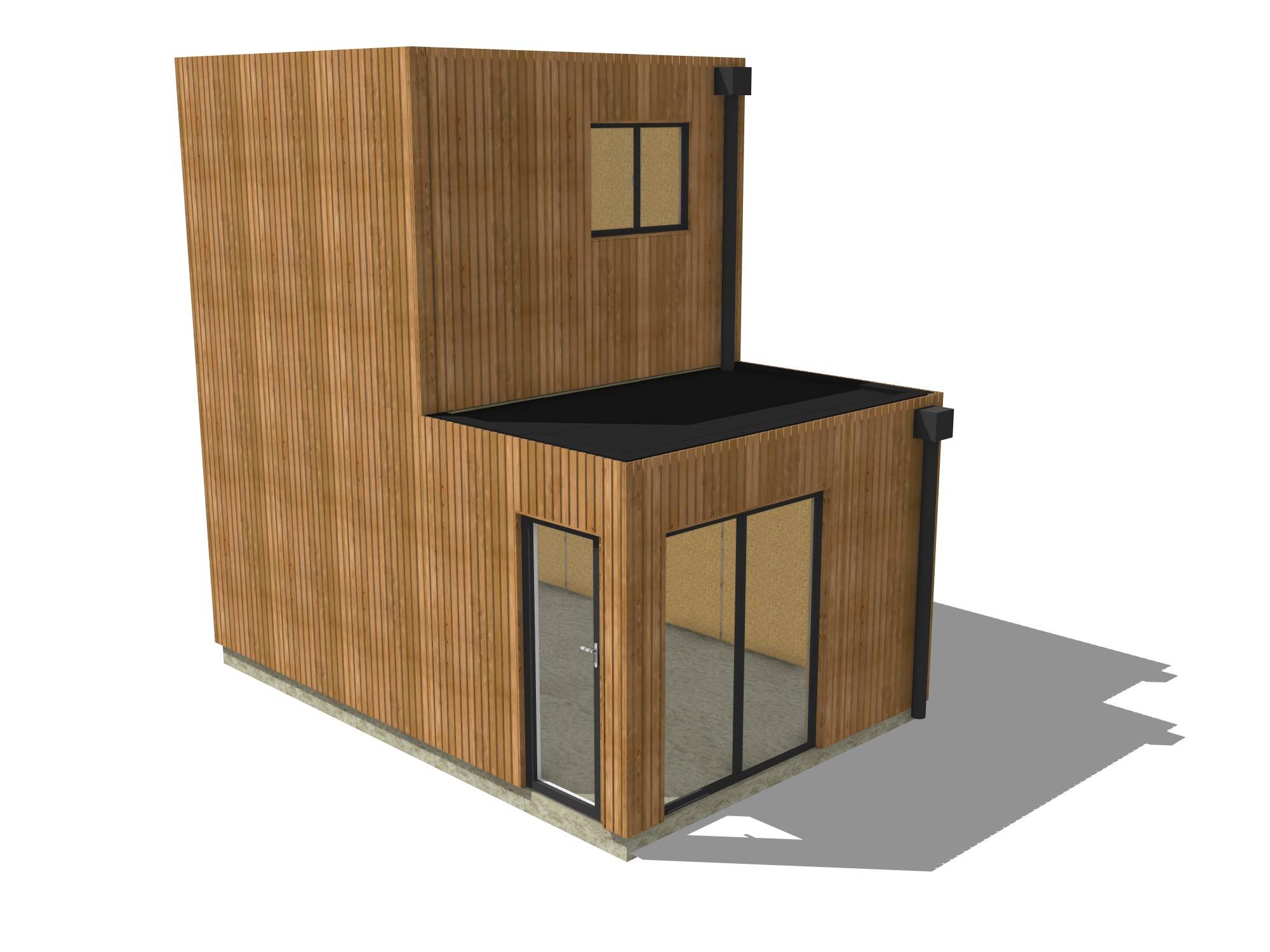 Studio de jardin bien isolé en bois 5,5 x 3,5 x 2,7 m / isolation RE2020 avec mezzanine et terrasse - Image 2