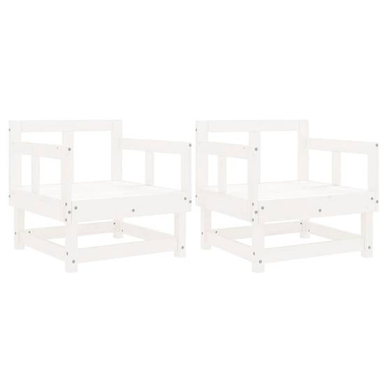 Lot de 2 Chaises de jardin - Chaises d'extérieur - Fauteuils de jardin blanc bois massif de pin-JU12677 - Image 1