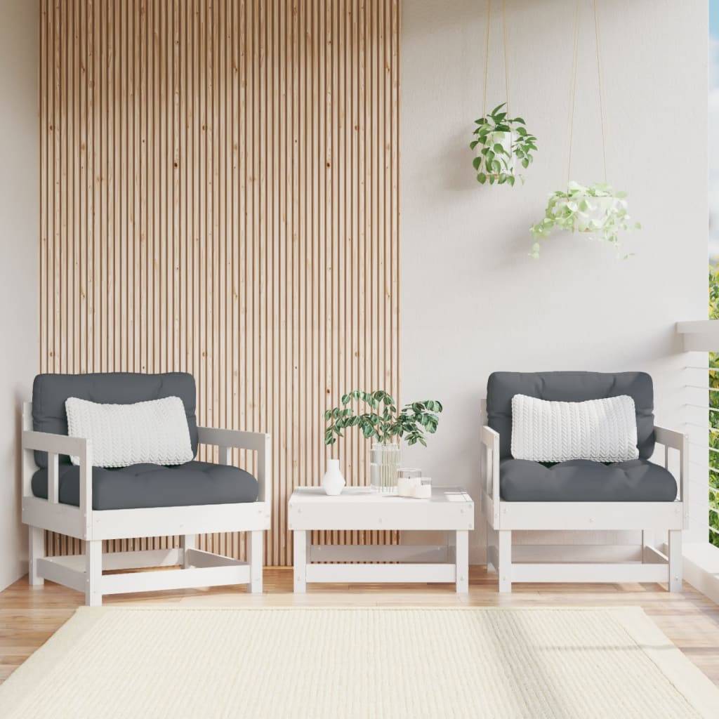 Lot de 2 Chaises de jardin - Chaises d'extérieur - Fauteuils de jardin blanc bois massif de pin-JU12677 - Image 2