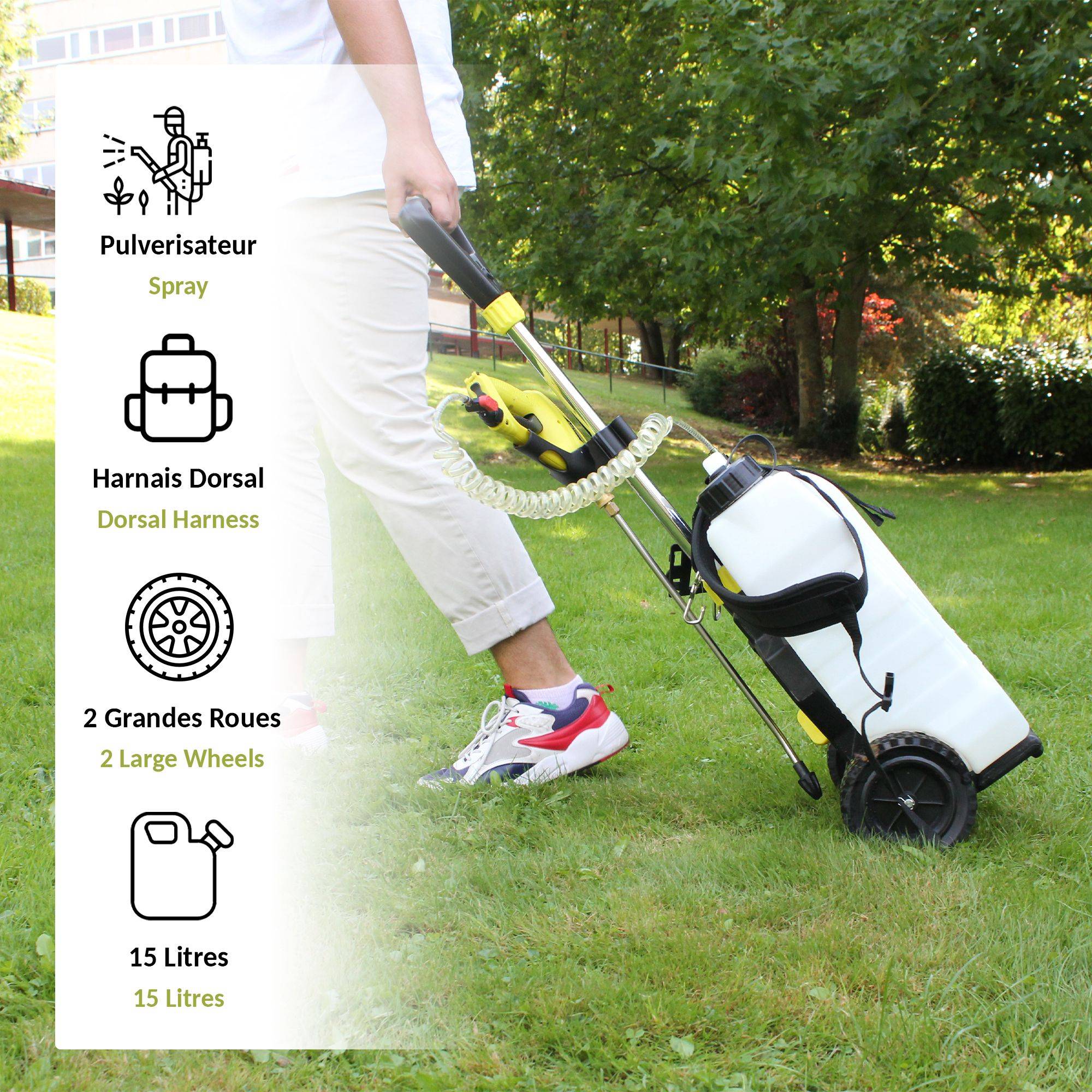 Pulvérisateur Électrique 16 Litres FISHTEC Sur Roulettes Batterie Rechargeable Jardin - Image 3