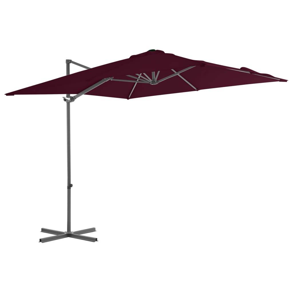 Helloshop26 - Parasol déporté avec mât en acier 250 x 250 cm rouge bordeaux - Image 1