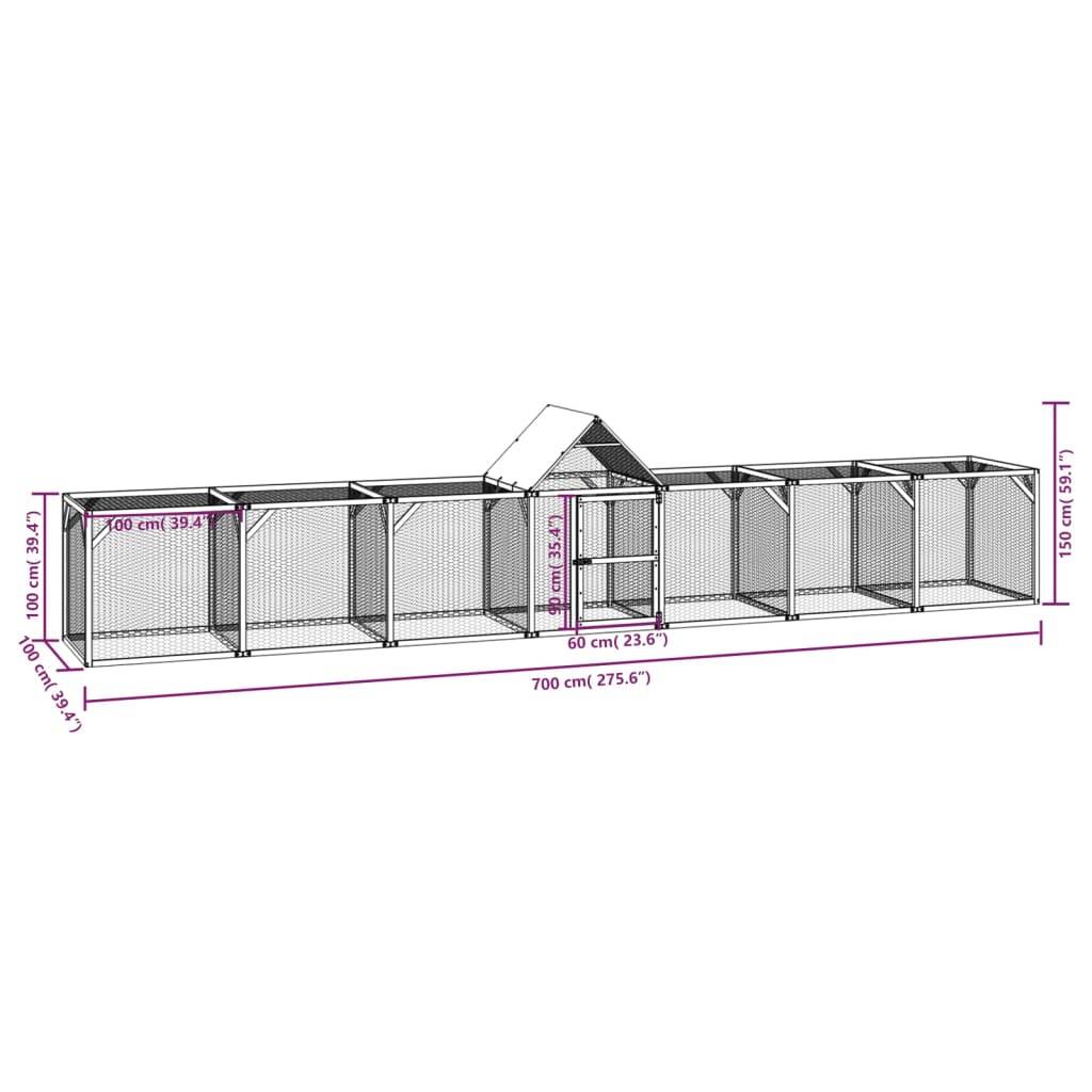 Vidaxl - Poulailler 700x100x150 cm Bois de pin massif imprégné vidaXL 3102984 - Image 3