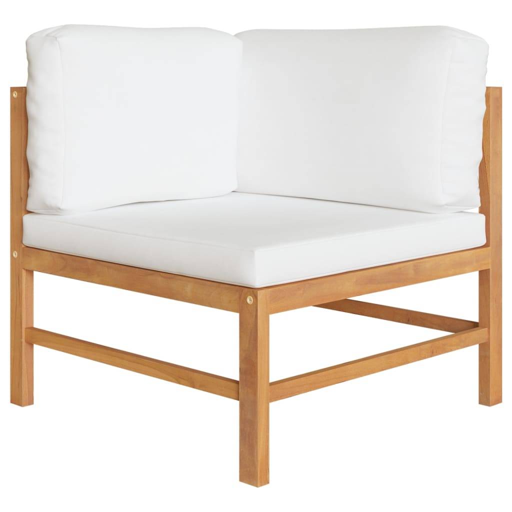 Helloshop26 - Salon de jardin meuble d'extérieur ensemble de mobilier 6 pièces avec coussins crème bois de teck solide - Image 2