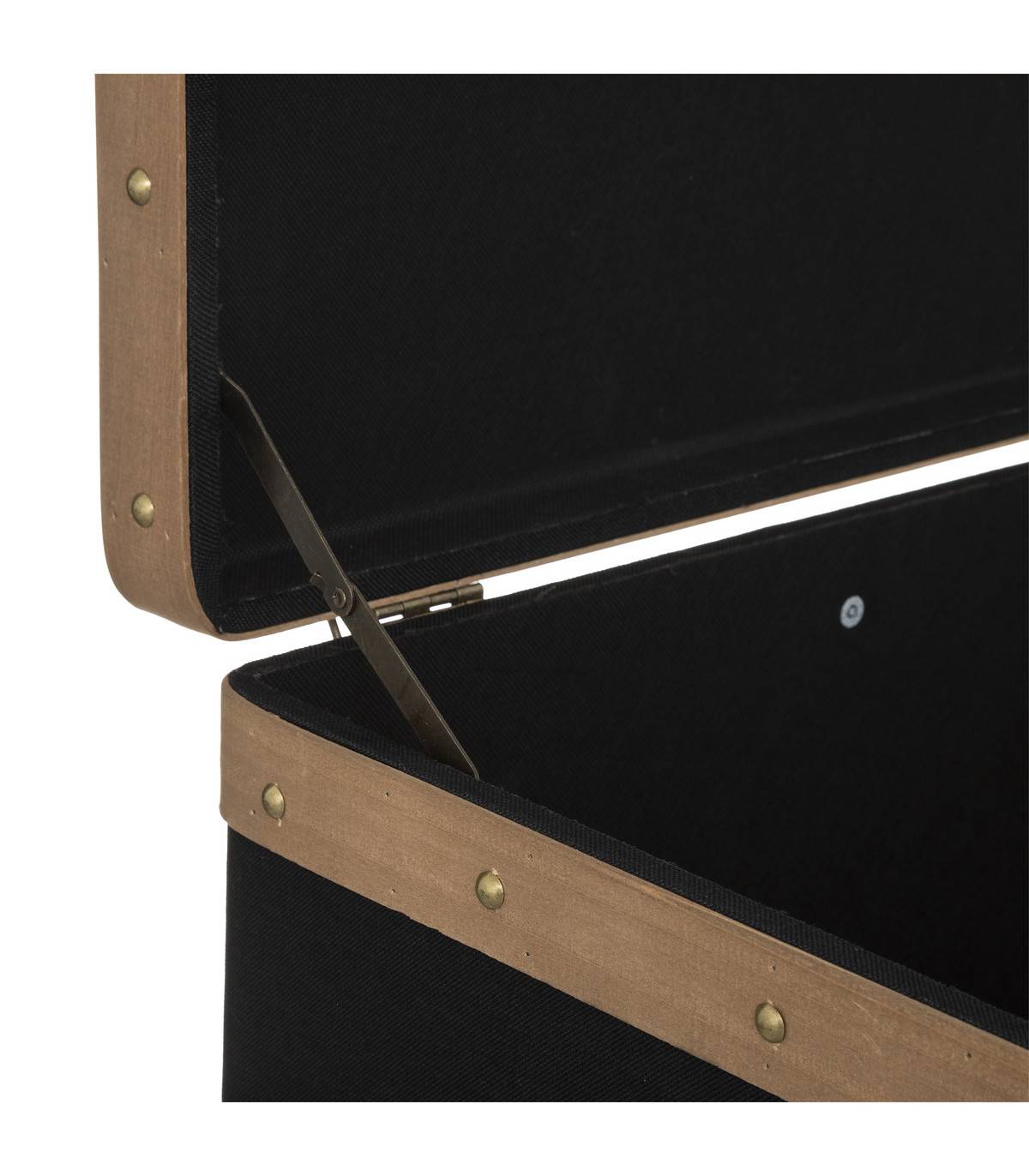 Set de 3 Malles de rangement déco en Bois et Lin noir - Image 4