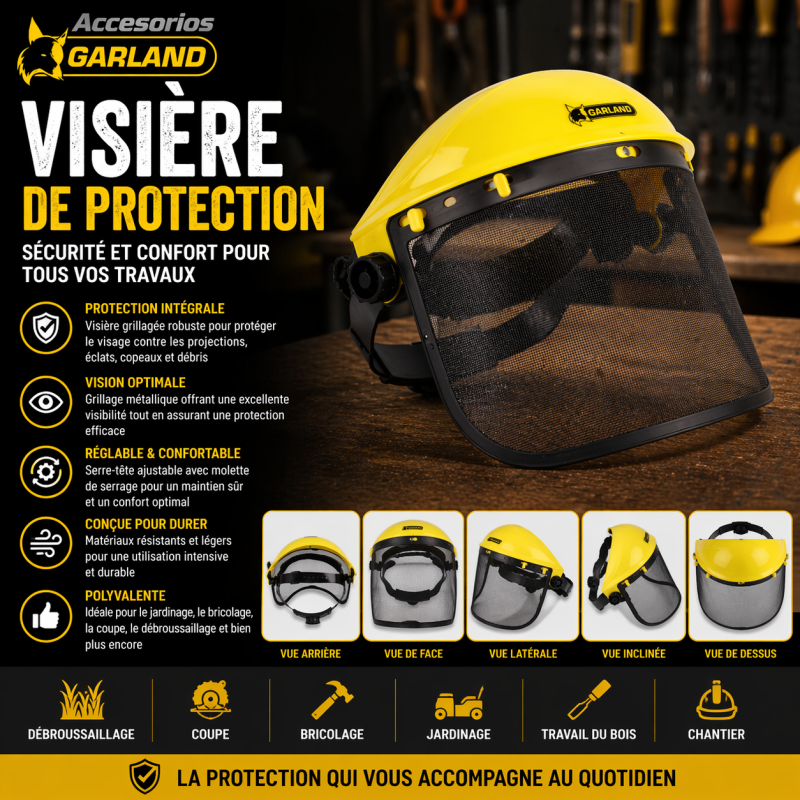 Visière de protection intégrale avec grille Garland - Taille - Réglable - Image 2
