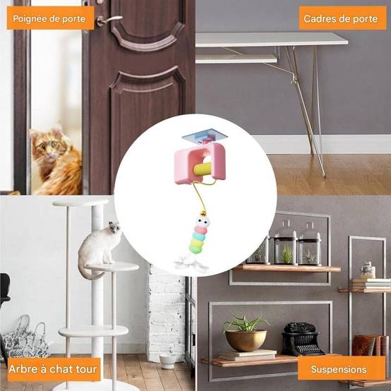 Jouet Pour Chats Et Chatons Suspendu à Porte avec Levage Électrique et Installation Facile Rose - Lytech - Image 4