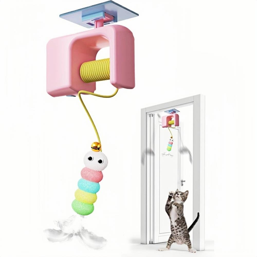 Jouet Pour Chats Et Chatons Suspendu à Porte avec Levage Électrique et Installation Facile Rose - Lytech - Image 1