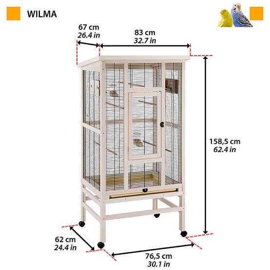 Ferplast - Ferplast Volière pour Oiseaux en bois FSC WILMA, Grande cage pour Canaris Perruches, Petits oiseaux exotiques, Accessoires inclus - Image 2