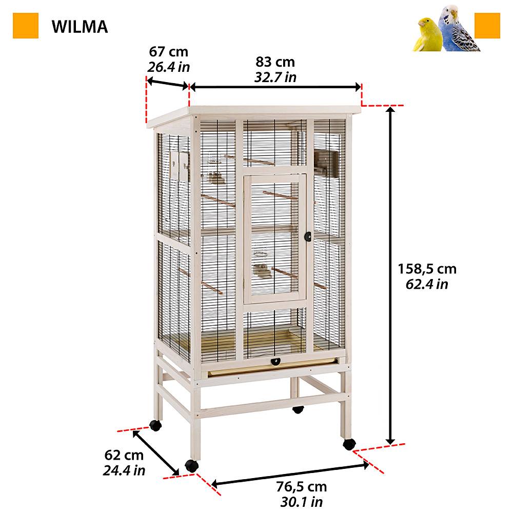 Ferplast - Ferplast Volière pour Oiseaux en bois FSC WILMA, Grande cage pour Canaris Perruches, Petits oiseaux exotiques, Accessoires inclus - Image 2