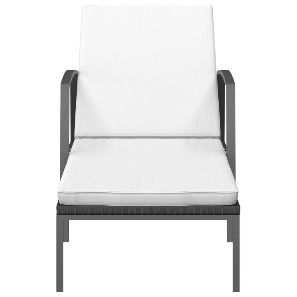 Helloshop26 - Transat chaise longue bain de soleil lit de jardin terrasse meuble d'extérieur avec coussin résine tressée noir - Image 2