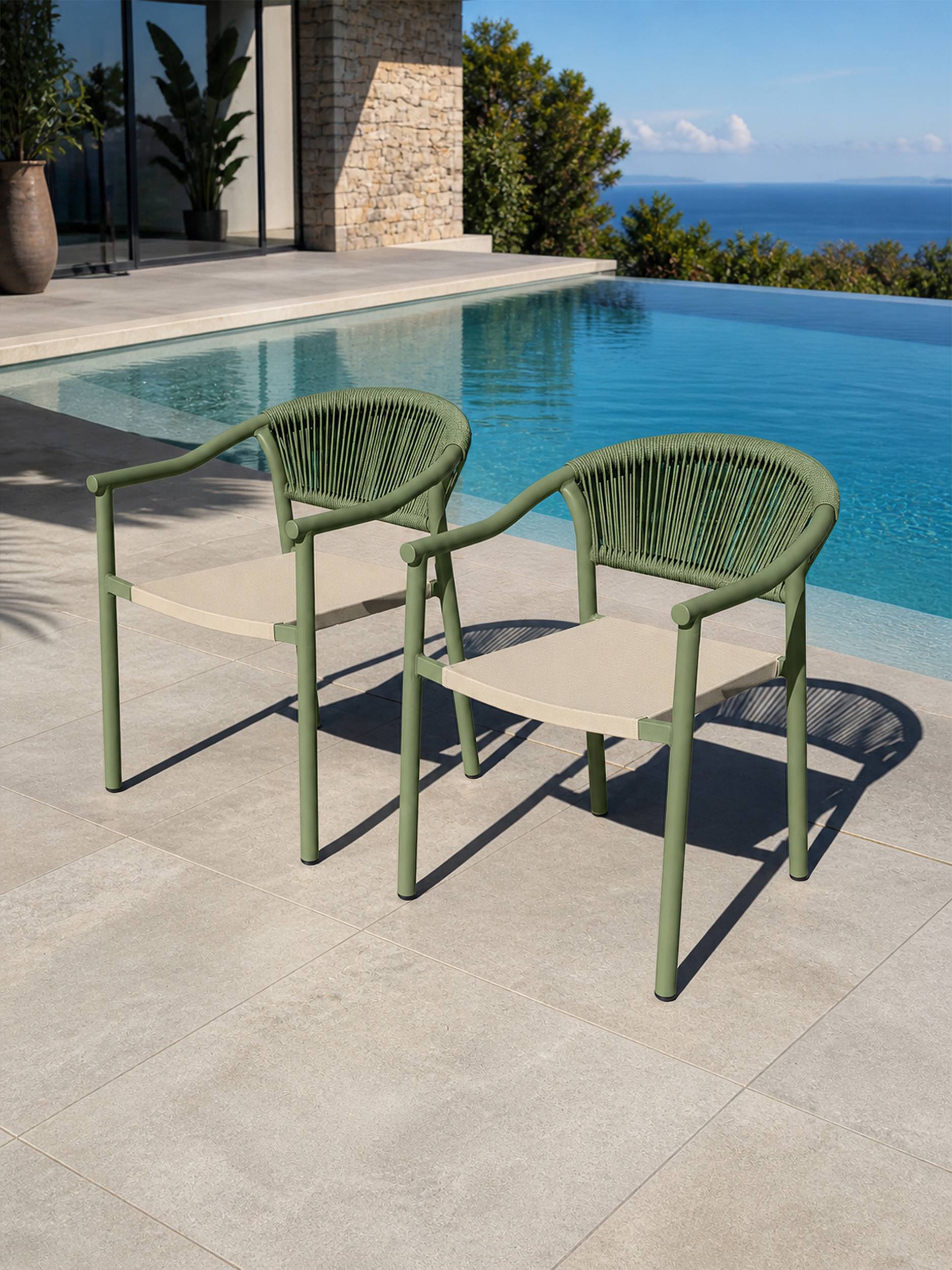 Dcb Garden - Lot de 2 fauteuils de jardin - Vert olive - SUMBA