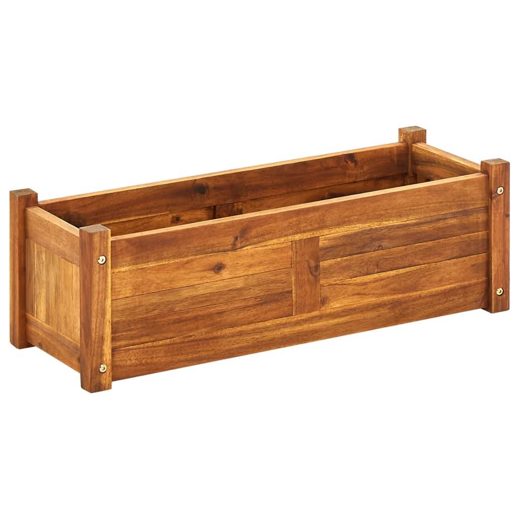 Jardinière lit surélevé plantes fleurs jardin 76 x 27,6 x 25 cm bois d'acacia - Image 1