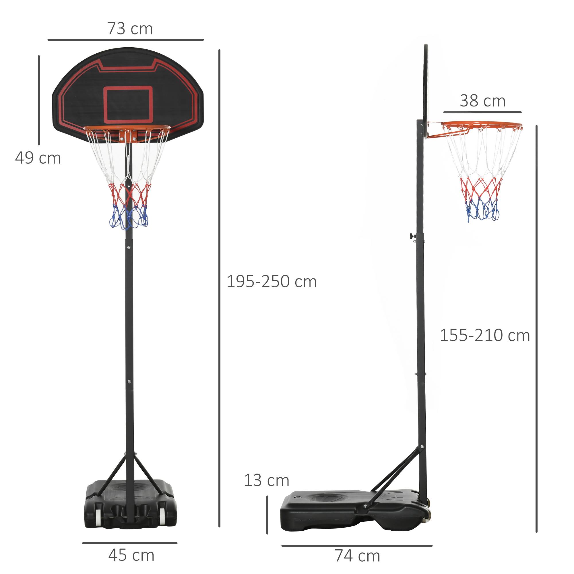 ComfortXL - Panier de basket mobile acier noir hauteur réglable 155-210 cm adolescents intérieur extérieur base lestable - Image 3