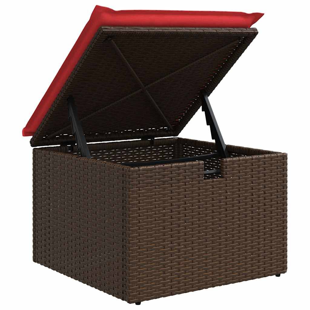Salon de jardin modulable 8 pcs résine tressée avec coussins bleus et rangement Marron – ComfortXL Outdoor Living - Image 9