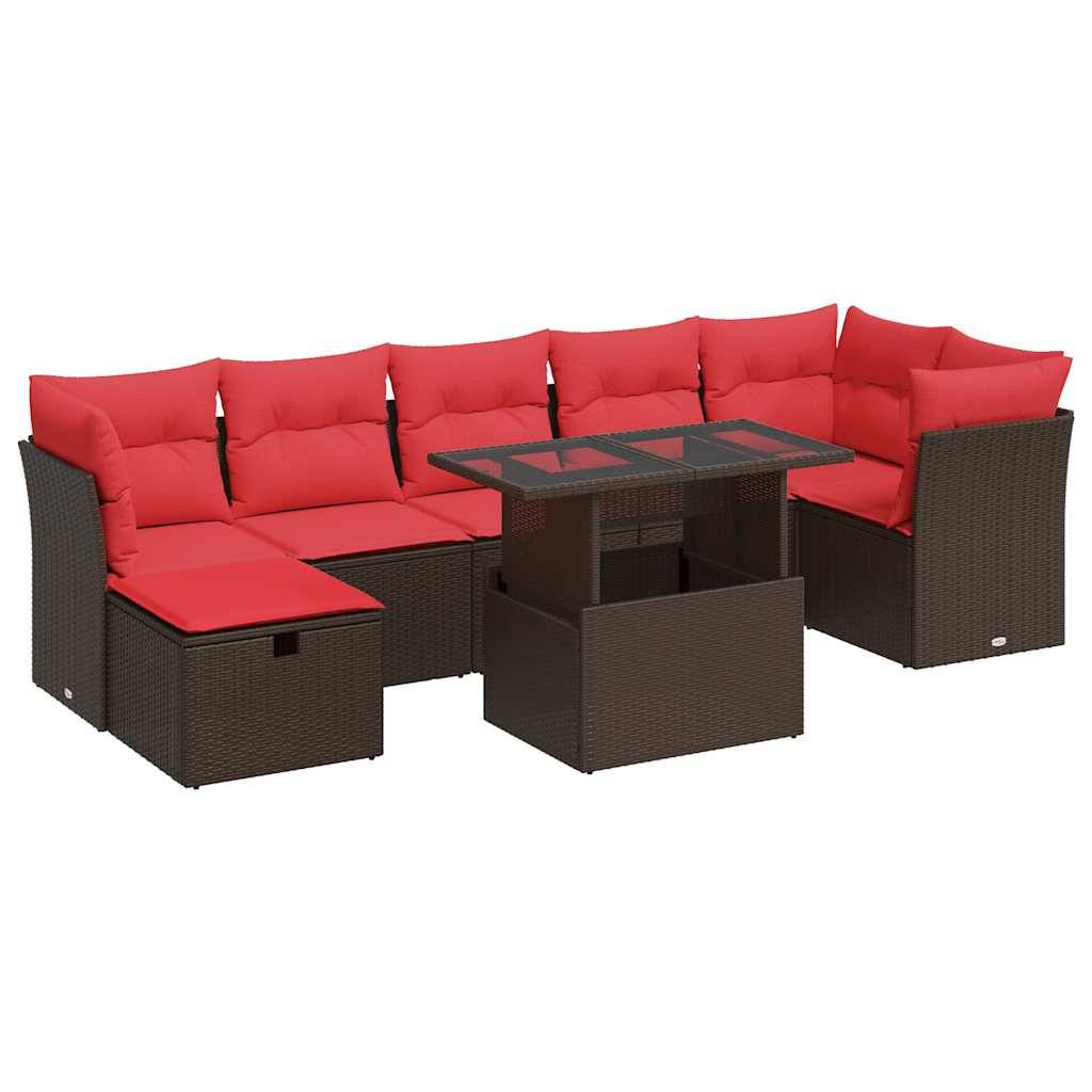 Salon de jardin modulable 8 pcs résine tressée avec coussins bleus et rangement Marron – ComfortXL Outdoor Living - Image 2