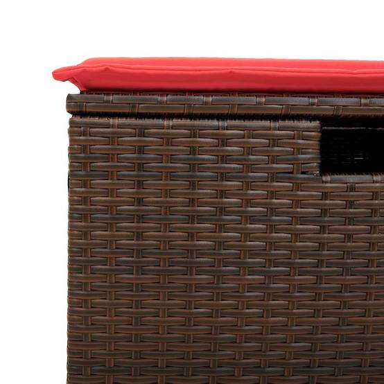 Salon de jardin modulable 8 pcs résine tressée avec coussins bleus et rangement Marron – ComfortXL Outdoor Living - Image 5