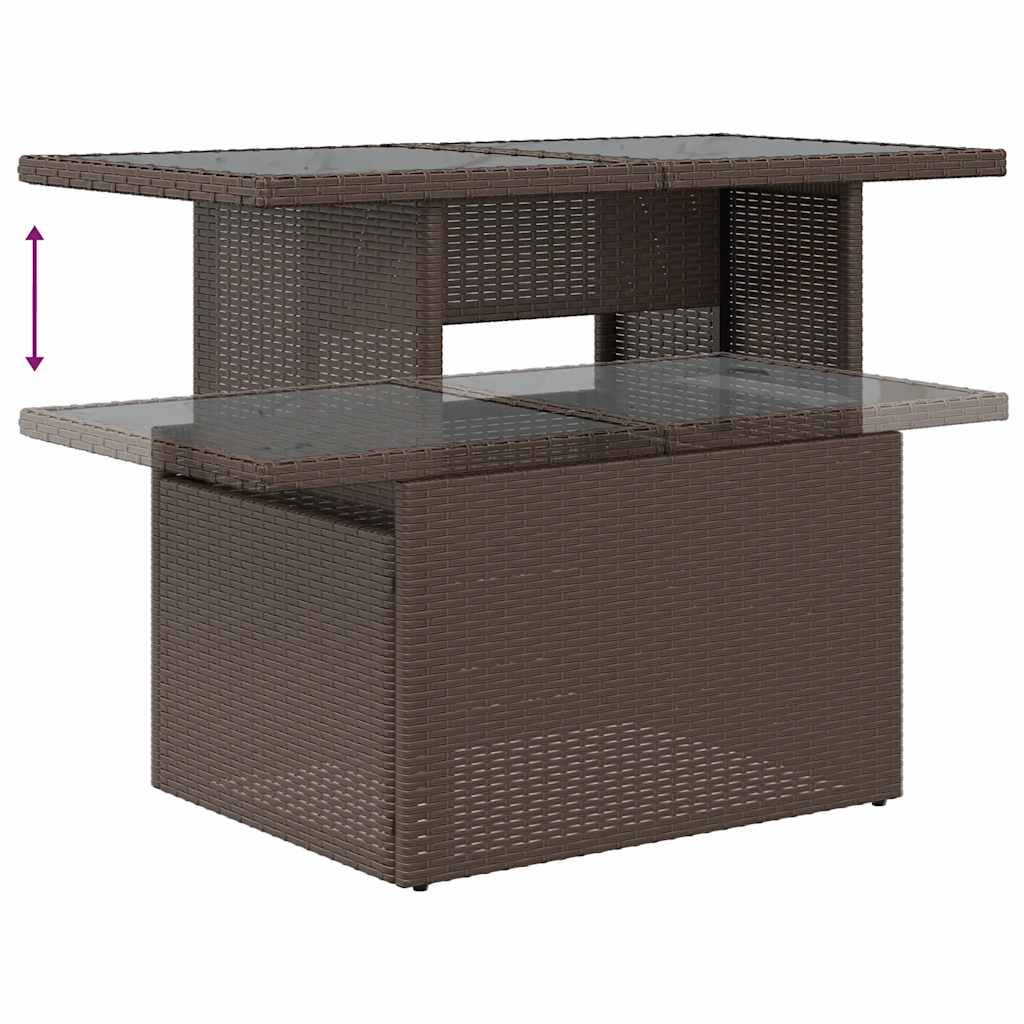 Salon de jardin modulable 8 pcs résine tressée avec coussins bleus et rangement Marron – ComfortXL Outdoor Living - Image 10