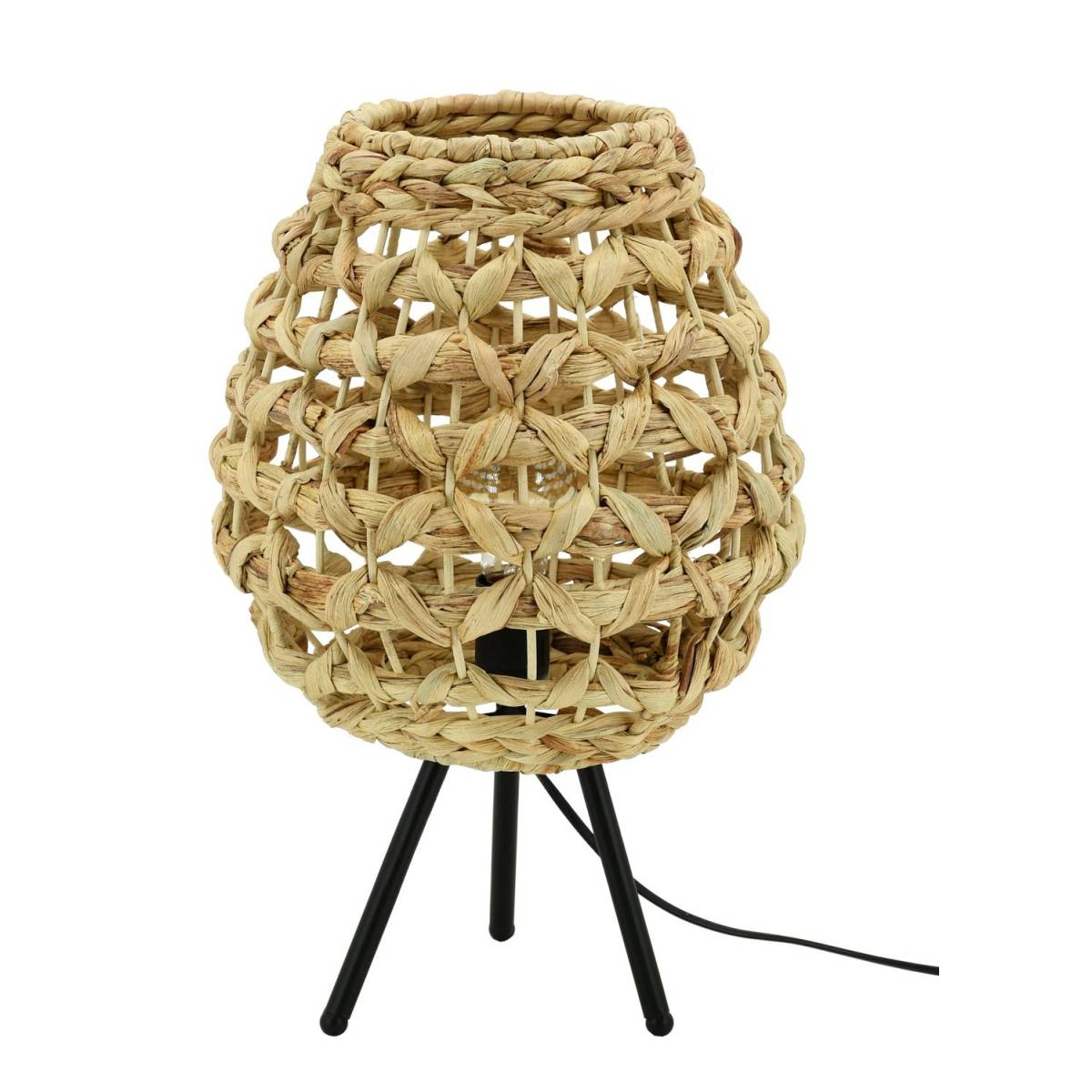Aubry Gaspard - Lampe en jacinthe naturelle et métal - Image 1
