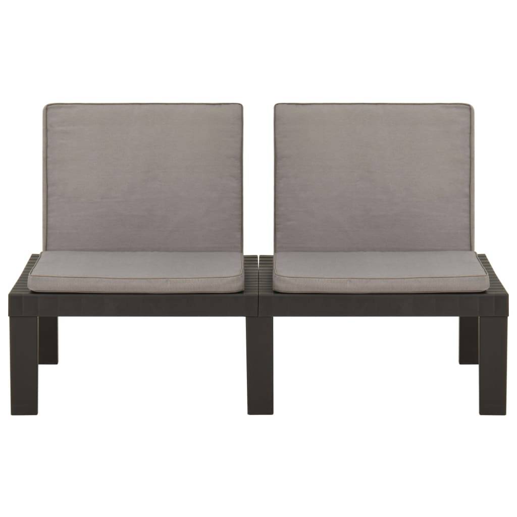 PANGIVO - Lot de 2 bancs de jardin plastique gris 130 x 65 x 70 cm - PANGIVO - Image 5