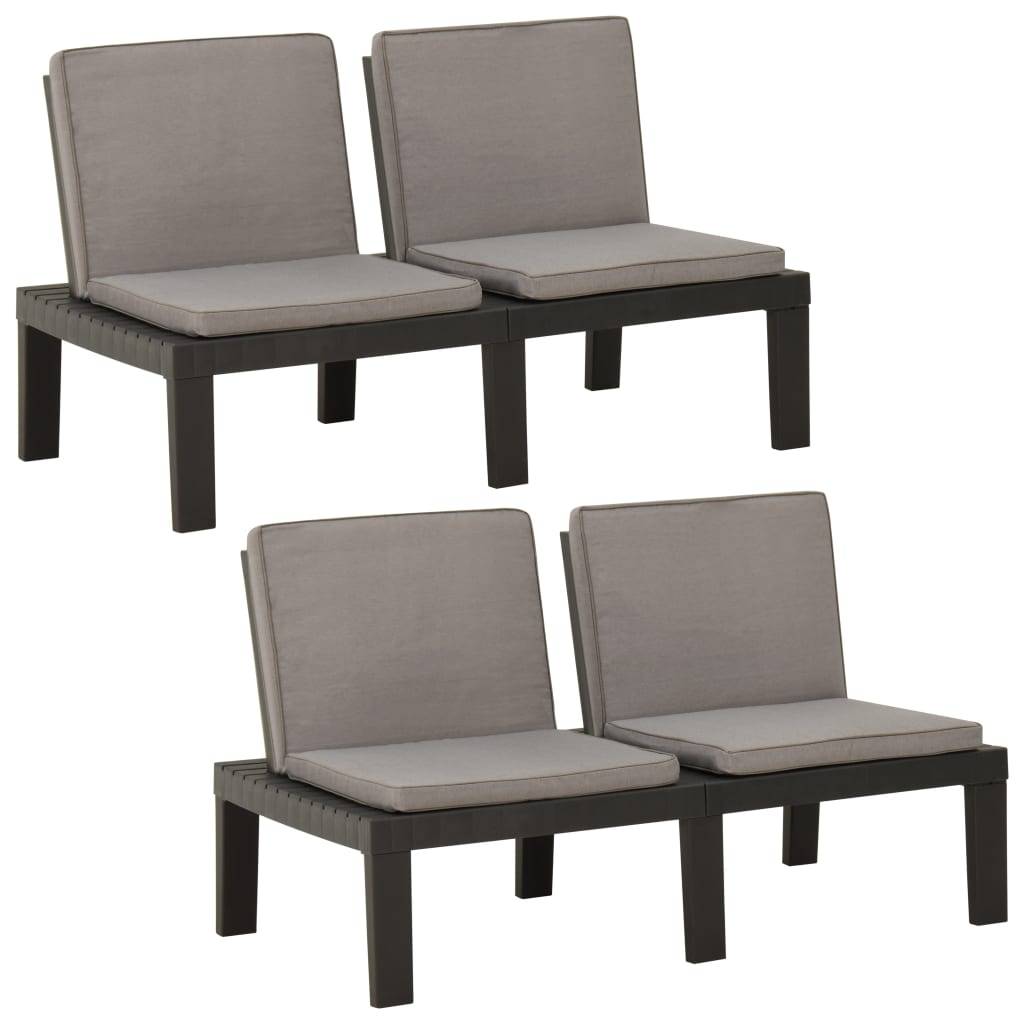 PANGIVO - Lot de 2 bancs de jardin plastique gris 130 x 65 x 70 cm - PANGIVO - Image 3