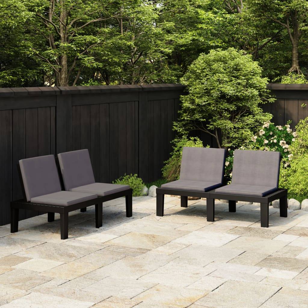 PANGIVO - Lot de 2 bancs de jardin plastique gris 130 x 65 x 70 cm - PANGIVO - Image 1