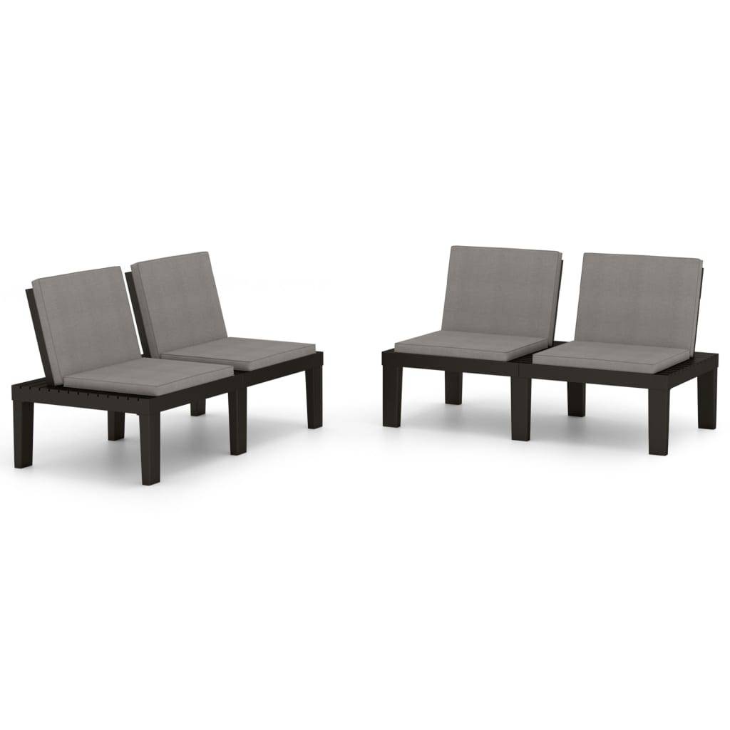 PANGIVO - Lot de 2 bancs de jardin plastique gris 130 x 65 x 70 cm - PANGIVO - Image 2