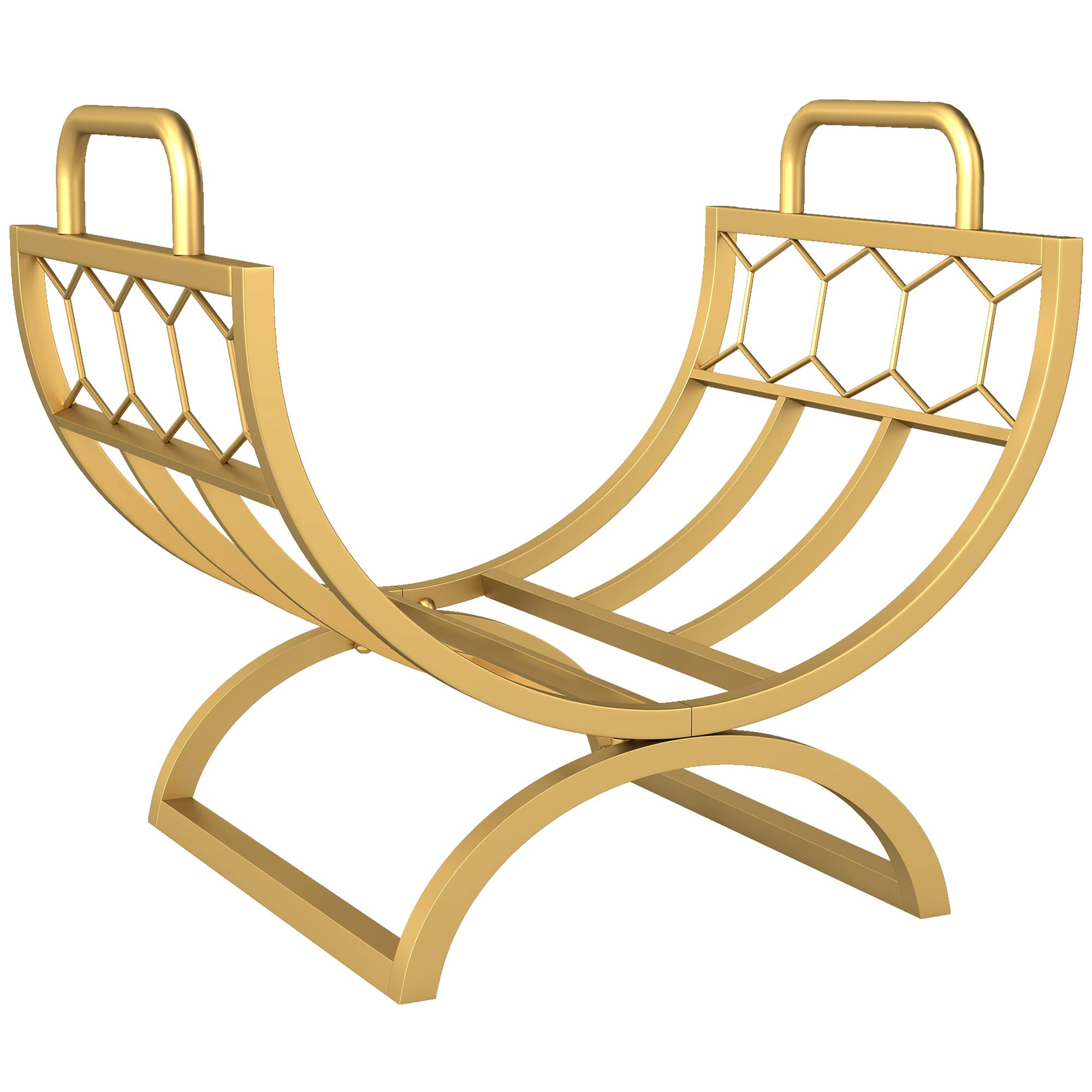 ComfortXL - Porte-bûches métal doré 46 x 36 x 41 cm intérieur cheminée design nid d’abeille compact et décoratif - Image 10