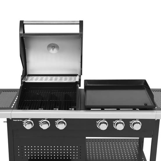 Barbecue duo au gaz VESUVIO - 3 brûleurs + plancha 3 brûleurs - HAPPY GARDEN - Image 3