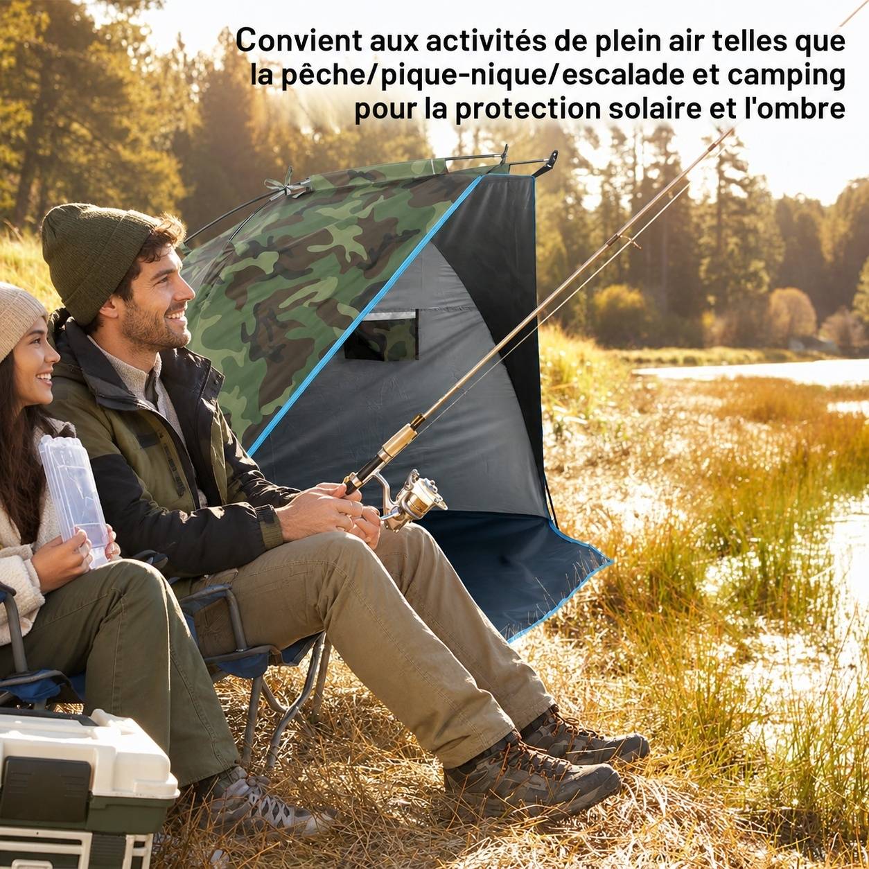 Tente de Pêche Portable Extérieur Anti UV Imperméable Camping Deux Personnes - Image 2