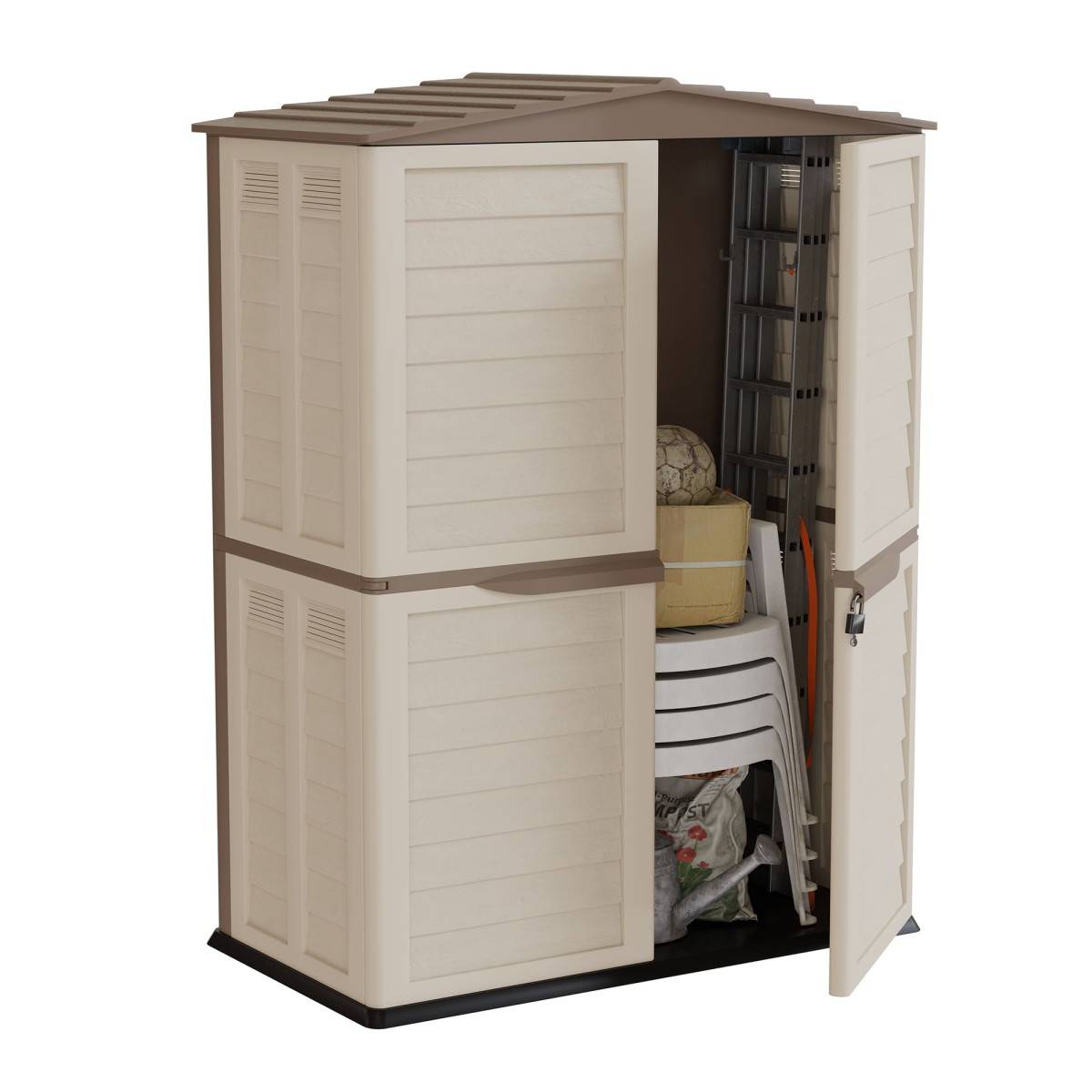 Abri de jardin Extérieur 2 portes Beige 151 x 83 x H200cm Cabanon de jardin avec plancher intégré INTEC - Image 1