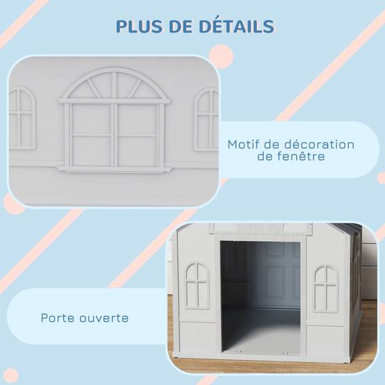 Niche d'extérieur en PP blanc pour chiens de petite et moyenne taille - 65 x 75.7 x 63 cm - Image 8