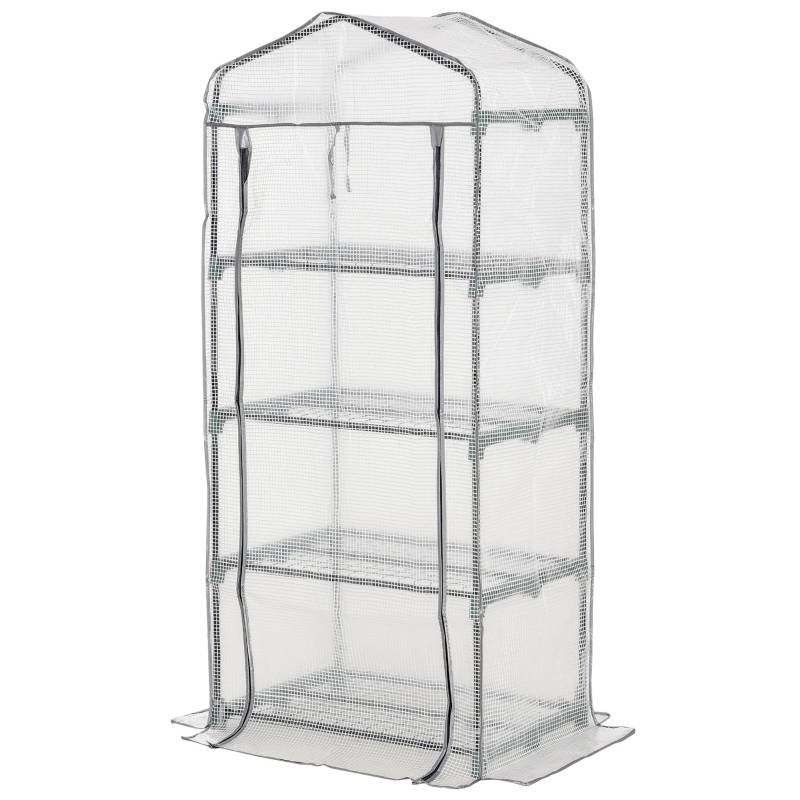 Serre de jardin acier polyéthylène pour semis protection hiver 4 étagères 70x50x160cm blanc - ComfortXL Outdoor Living - Image 8
