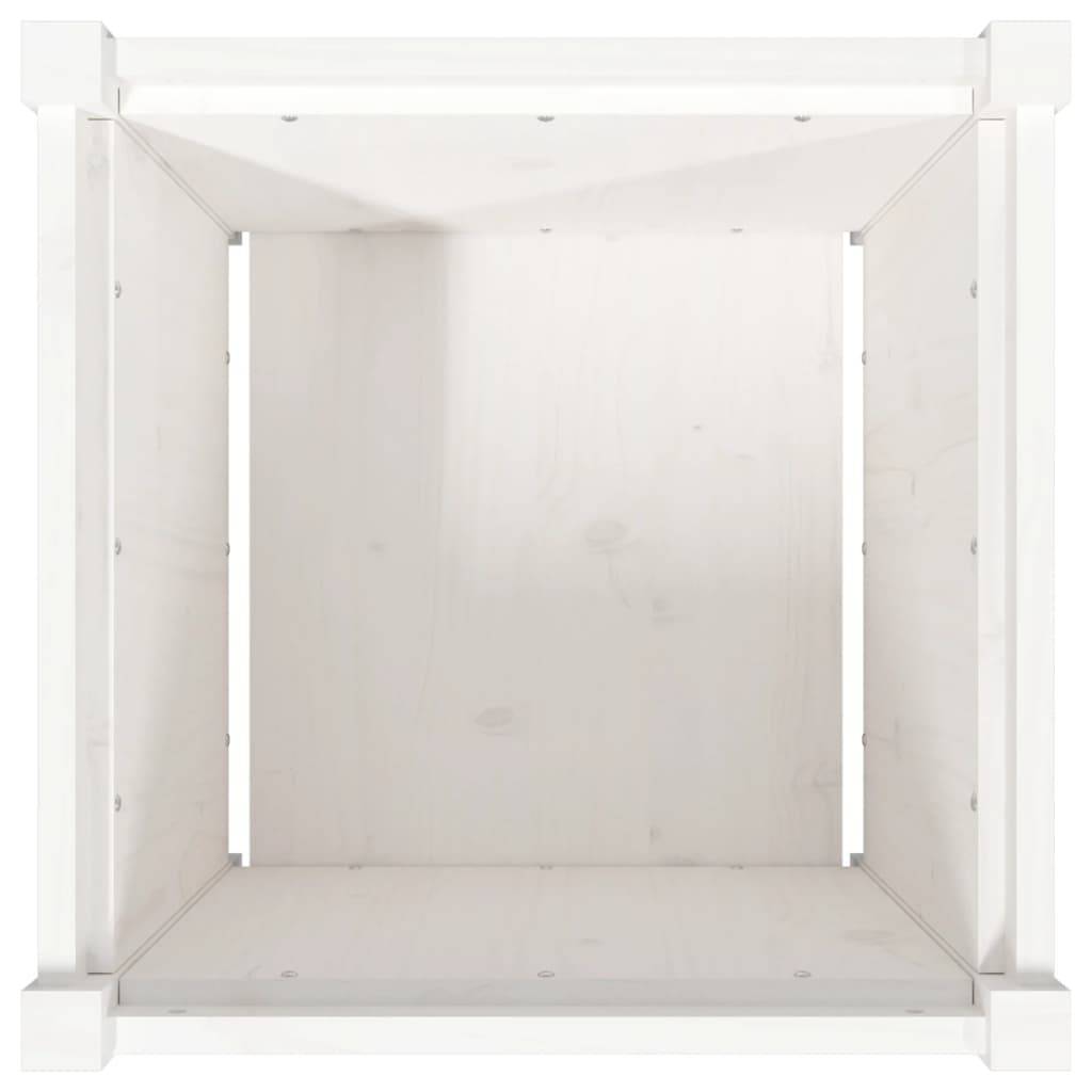 Lot de 2 Jardinières - Bacs à fleurs - Pots de fleurs blanc bois de pin massif-JU11116 - Image 9
