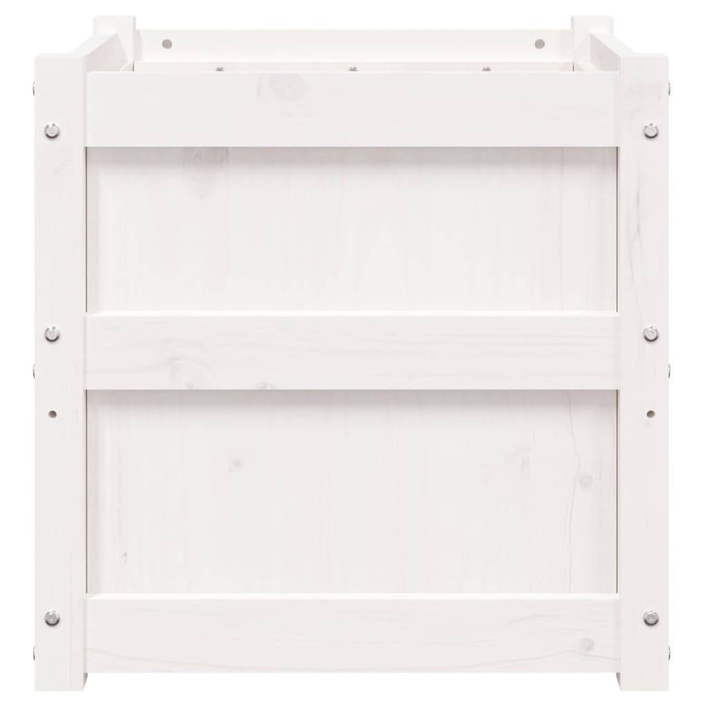 Lot de 2 Jardinières - Bacs à fleurs - Pots de fleurs blanc bois de pin massif-JU11116 - Image 7