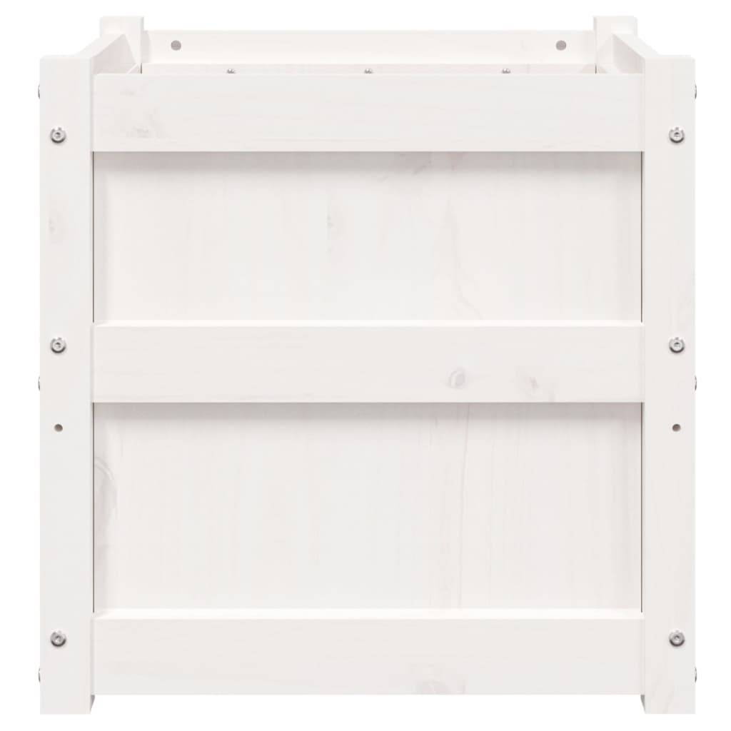 Lot de 2 Jardinières - Bacs à fleurs - Pots de fleurs blanc bois de pin massif-JU11116 - Image 6