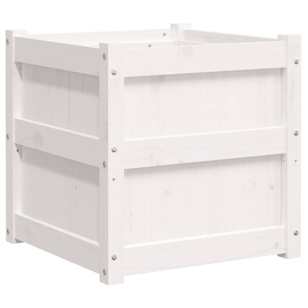 Lot de 2 Jardinières - Bacs à fleurs - Pots de fleurs blanc bois de pin massif-JU11116 - Image 8