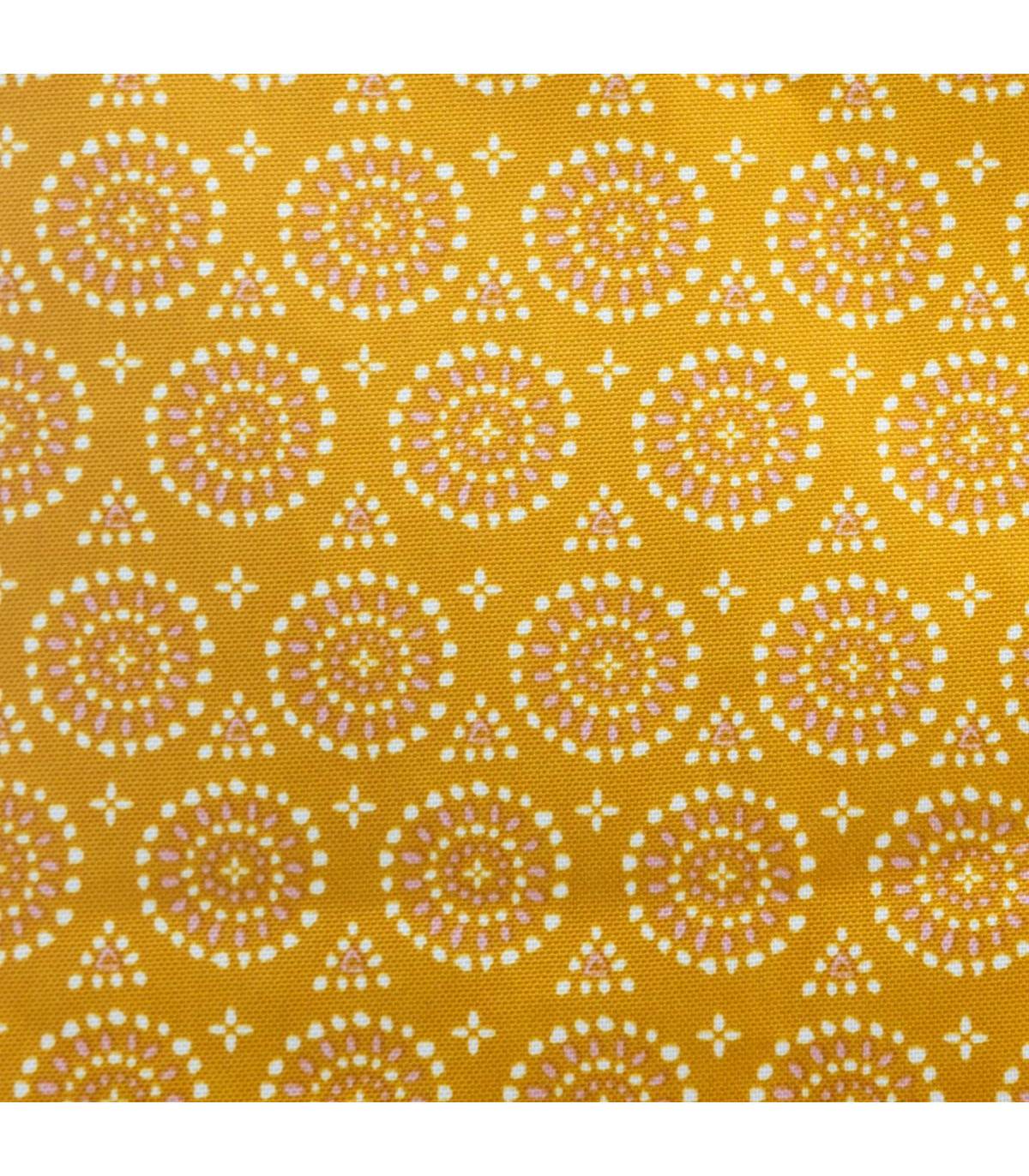 Nappe ronde anti-taches Jaune Ocre imprimé Ethnique D 180 cm - Image 2
