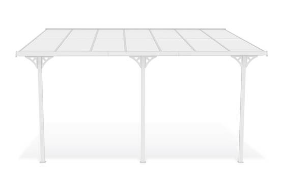 CAZEBOO - Cazeboo Pergola/Carport adossée 13,5 m² KLEO 4,5x3 m blanc - toit terrasse en aluminium et polycarbonate - Image 4