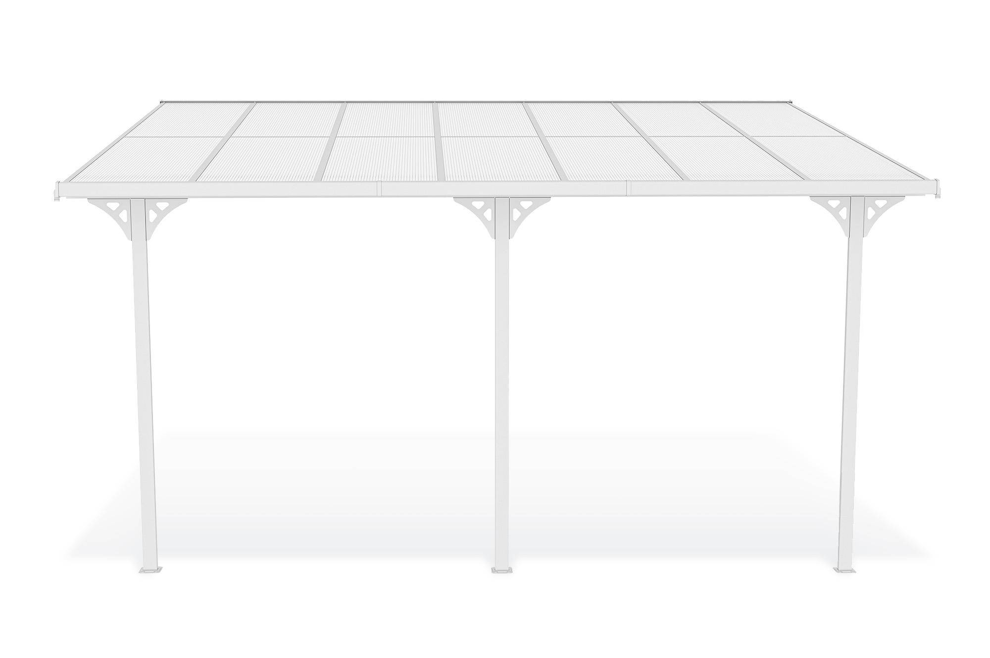CAZEBOO - Cazeboo Pergola/Carport adossée 13,5 m² KLEO 4,5x3 m blanc - toit terrasse en aluminium et polycarbonate - Image 4