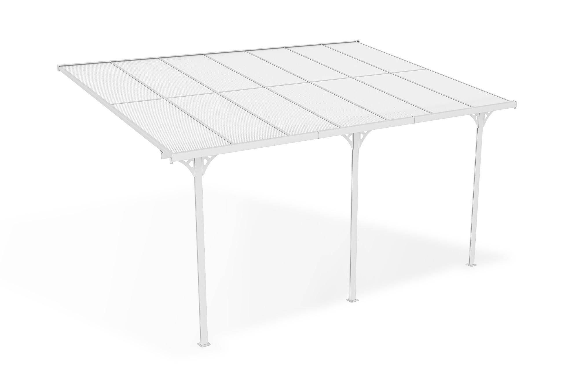 CAZEBOO - Cazeboo Pergola/Carport adossée 13,5 m² KLEO 4,5x3 m blanc - toit terrasse en aluminium et polycarbonate - Image 3