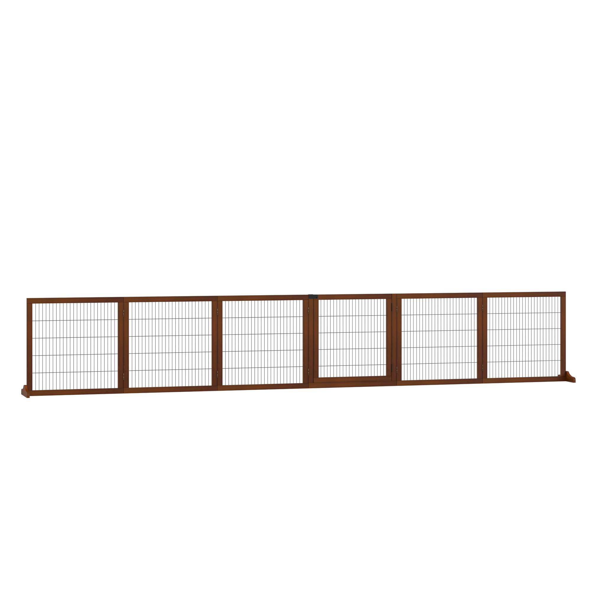 Barrière pour chien, pliable, pin, 432 x 36 x 70 cm, café - Image 2