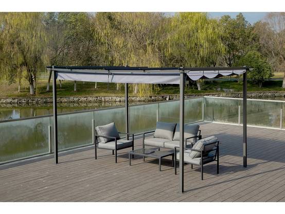 Habitat Et Jardin - Pergola En Métal Avec Toit Rétractable - 3 X 4 M - Gris Anthracite -habitat Et Jardin - Image 2