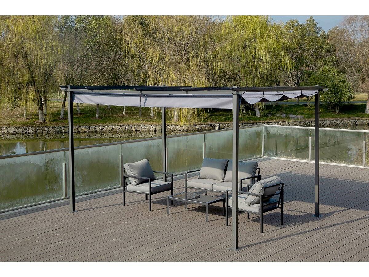 Habitat Et Jardin - Pergola En Métal Avec Toit Rétractable - 3 X 4 M - Gris Anthracite -habitat Et Jardin - Image 2