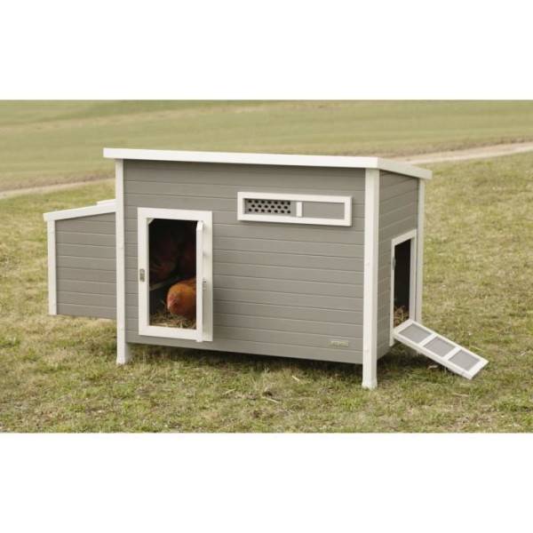 Kerbl Poulailler Barney Plastique 2-4 poules - 137x73x83 cm - Gris et blanc - 60% PVC 40% bois - Image 4