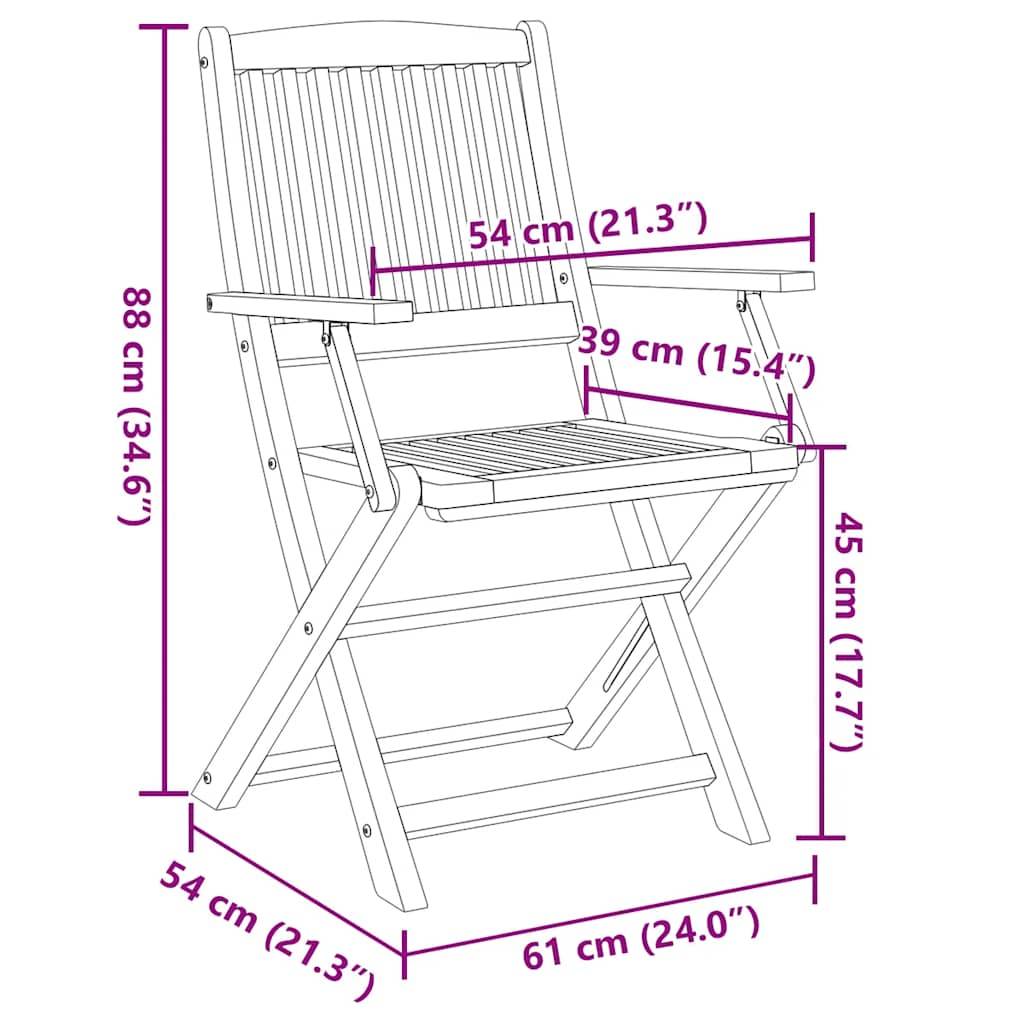 Chaise pliable de jardin bois d'acacia solide 54 x 61 x 88 cm (lot de 6) - PANGIVO - Image 7