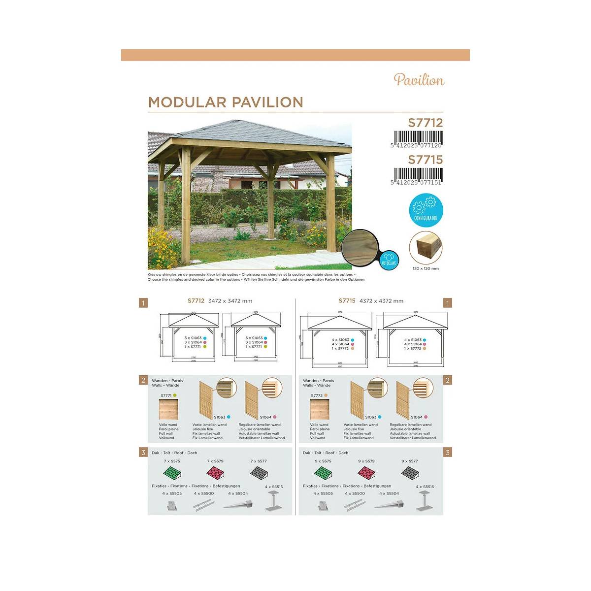 Kiosque en Bois SOLID Abri de Jardin Maisonnette Chalet 347x347 cm - Image 2