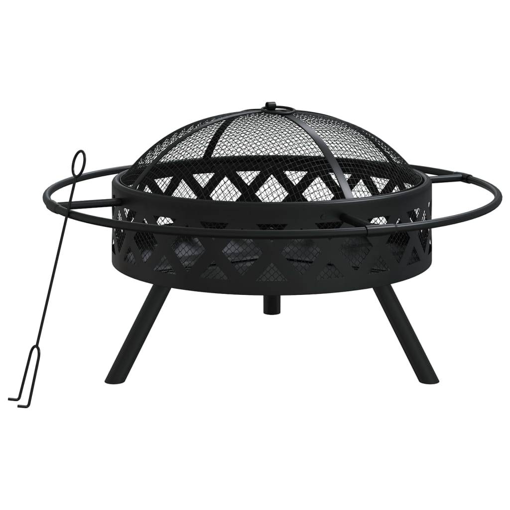 ComfortXL - Brasero Foyer de Jardin 70 cm en Acier Noir avec Tisonnier et Couvercle – ComfortXL Outdoor Living - Image 2