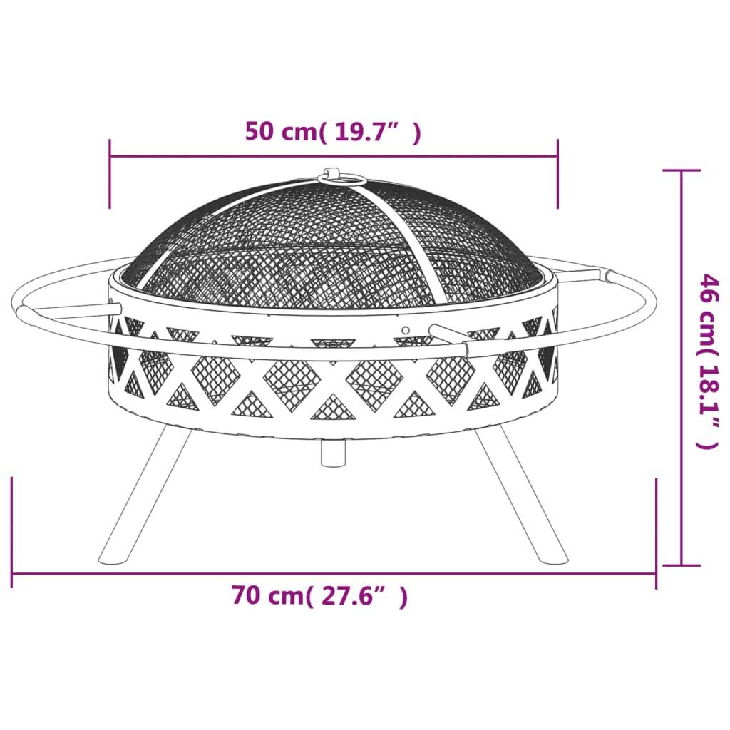 ComfortXL - Brasero Foyer de Jardin 70 cm en Acier Noir avec Tisonnier et Couvercle – ComfortXL Outdoor Living - Image 7