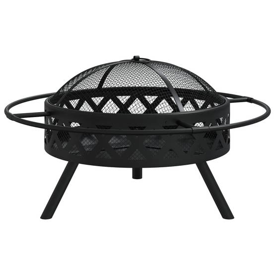 ComfortXL - Brasero Foyer de Jardin 70 cm en Acier Noir avec Tisonnier et Couvercle – ComfortXL Outdoor Living - Image 3